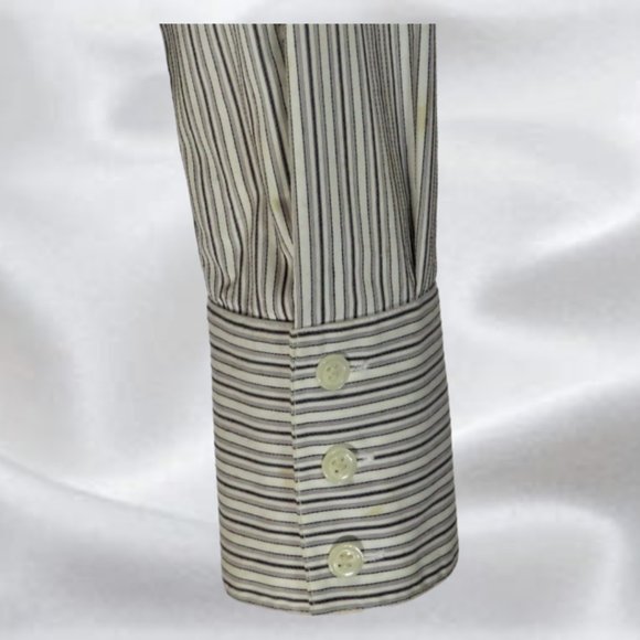 INC Stretch Gray Pinstriped Shirt in Size 12 - Picture 4 of 7